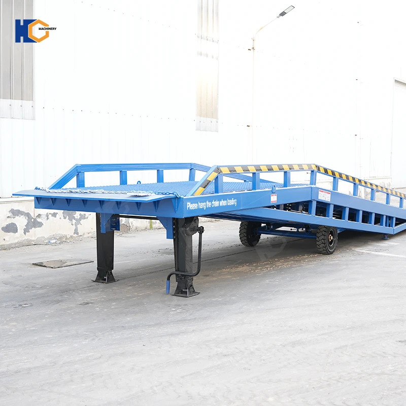 15T portable loading ramp with support legs and wheels