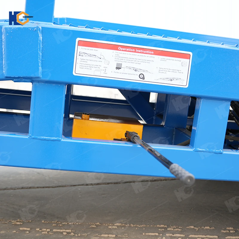 Manual pump and operation label of 15t mobile loading bridge